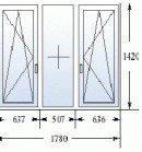 Деревянное окно со стеклопакетом 1780х1420 мм