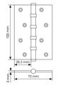Петля карточная латунная универсальная MBU 100X70X3-4BB SN, врезная, цвет белый никель