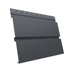 Металлический сайдинг Квадро брус Satin с пленкой RAL 7024 Мокрый асфальт 0,5